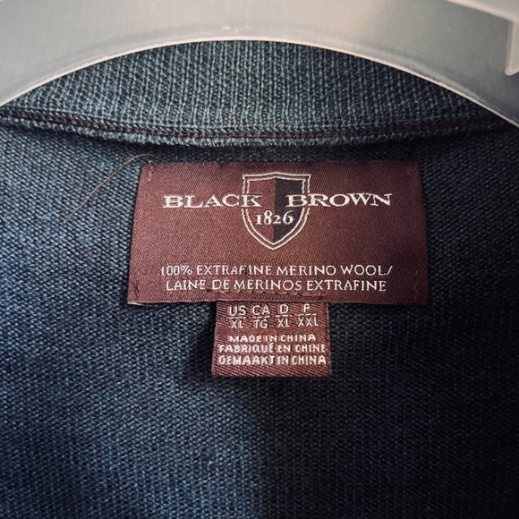 Black Brown 1826 100% Extra Fine Merino Wool 1/4 Zip Navy Sweater Pullover XXL - Picture 3 of 14